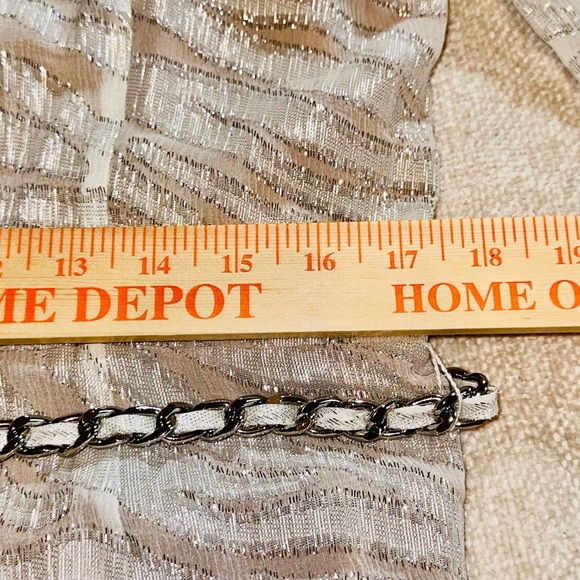 ✨ Michael Michael Kors Metallic Shimmer Midi Dress Chain Waist L - Picture 9 of 16